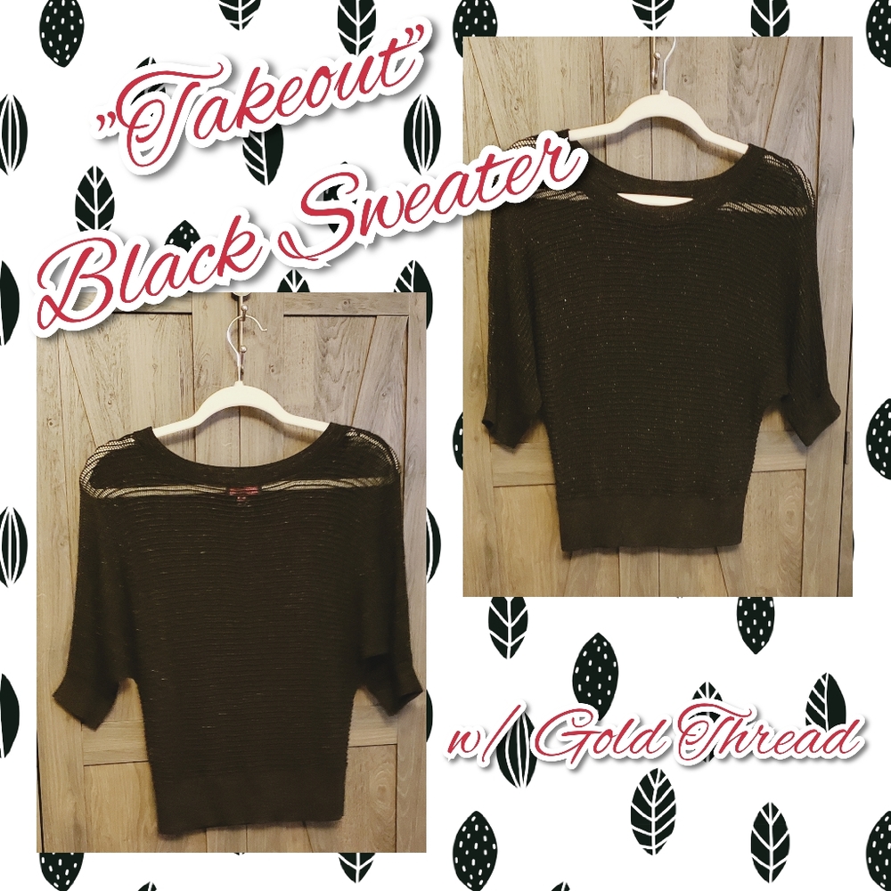 Takeout Black Sweater with Gold Threading